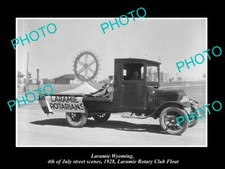 OLD POSTCARD SIZE PHOTO OF LARAMIE WYOMING THE ROTARY CLUB FLOAT 4th JULY 1928 picture