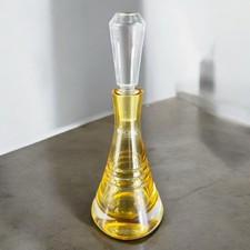 Vintage Krosno Glass Perfume Bottle Decanter With Stopper Amber Elegant Poland picture
