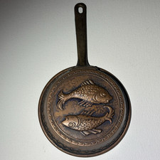 Vintage Copper Fish Pan Decorative Italy Wall Hanging Mold Rustic Small Kitchen picture
