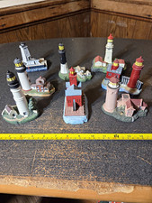 8 Spoontiques Lighthouse Mini Figurines Set, Resin Painted W/docs picture
