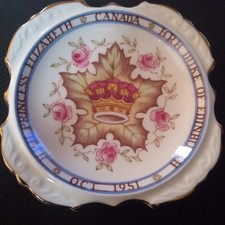 Vtg PARAGON HRH Princess Elizabeth Duke Edinburgh Canada Oct 1951 Dish Yellow 💛 picture