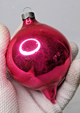 Vintage pre WWII Glass HOT PINK Large DROP Christmas Ornament HEIM picture