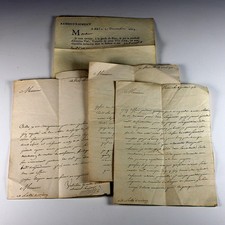 Antique Signed French Documents Lot of 5 France 1750's Fancy Watermarks picture
