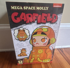 POP MART Mega Space Molly Garfield 400% Plastic Figure Orange Black Yellow NIB picture