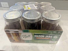 BALL 24 oz Pint and a Half Wide Mouth Mason Jars Unopened Case of 9 DISCONTINUED picture