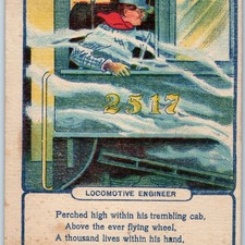 c1910s Locomotive Engineer Train Cab 2517 Railroad Poem Postcard Lexington MO picture