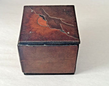 Vintage 1970's Rising Sun Decorated Leather Trinket Box, signed WRIGHT picture