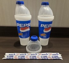 2 x Vintage 1990s Pepsi Twist n' Go 32oz. Cup w/ Xtra Lid & 5 Straws - RARE picture