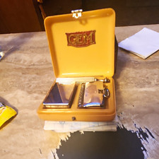 1912-GEM Vintage Travel Shaving Set in Case with Razor and Blade Box picture