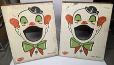 Vintage Sportcraft Hand Painted Beano Clown Bean Bag Toss Carnival Wood - Pair picture