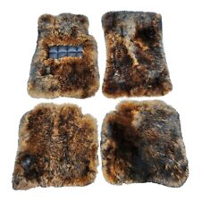 Brown Black Tipped Genuine Sheepskin  Car Floor Mats Extra Plush Fits Bentley picture