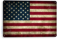 TIN SIGN American Flag , Patriotic Sign, Rustic, Distressed, Metal Decor, A212 picture