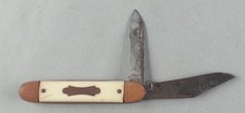 Vintage Colonial Providence RI USA 2-Blade Pocket Knife Cream Handle Carbon picture