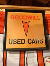 Authentic  1960s or 1970s PONTIAC DEALER SIGN. GOODWILL USED CARS picture