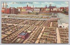 Chicago Union Stock Yards Vintage Linen Postcard Armour Swift Factories picture