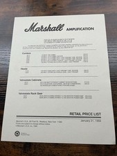 Vintage 1994 Marshall Amplification Retail Price Lost January 21 1994 picture