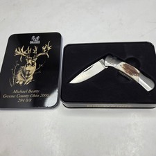 Browning Pocket Knife King of Bucks Michael Beatty 2000 Stag Handle Tin Vintage picture