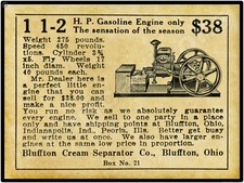 1911 Bluffton Cream Separator Co. Gas Engines New Metal Sign: LARGE SIZE 12 x 16 picture