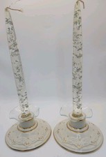 Lenox Set Of Duchesse Lace Taper Candle Holders Gold Trim 4.25