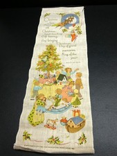 Vintage Merry Old Christmas All Linen Wall Hanging Decoration Hallmark picture