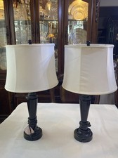 Pair Of Martha Stewart Table Lamps Lands down Black Traditional Column 24” Works picture