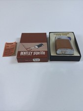VTG Bentley Butane Lighter Automatic Pipe Lite Silver/Brown No. 881 w/ Box NEW picture