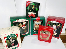 Lot of 6 Hallmark Handcrafted Collectors Ornament 1987-1998 Santa Office Unicorn picture