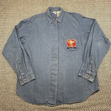 VTG Disney MENS XL Denim Button Up Embroidered Snow White Seven Dwarfs Mining Co picture