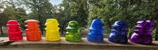 7pc Vintage Hemingray Glass Insulator Rainbow Set ROYGBIV Hand Colored Decor picture