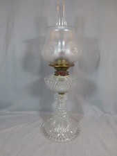RARE ANTIQUE VICTORIAN YOUNGS CUT GLASS  DUPLEX OIL LAMP & ORIGINAL SHADE picture