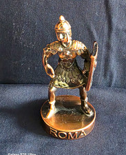 Vintage Roman Gladiator Figurine / Metal Soldier Statue / Copper Plated picture