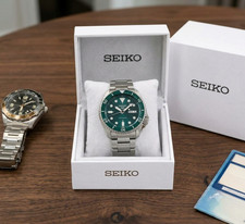 Seiko 5 Sports Automatic Watch SRPD61K1 Men's Green Dial Silver Colored Strap picture