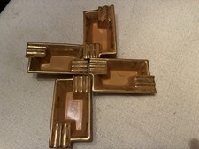 Vintage MCM Stangl Pottery Ashtrays Granada Gold 1953 Ashtray  Bridge Set of 4 picture