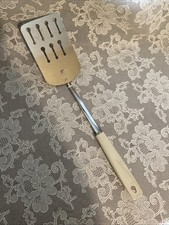 Vintage Ekco Spatula Slotted Keyhole Almond Handle Turner Flipper 12.75” picture