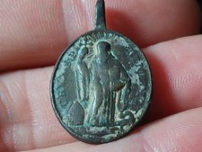 Dug Bronze 17th - 18th Century Saint Benedict Exorcism Sacramental Medal picture