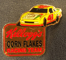 Kellogg's Corn Flakes Racing Team NASCAR Car 41 Vintage Pin Pinback picture