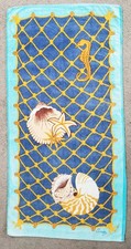 Vintage 1970s-1980s Seashell Seahorse Nautical Rope Net Cotton Pool Beach Towel picture