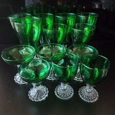 Vintage Anchor Hocking Emerald Green Burple Inspiration Glass set of 13 picture