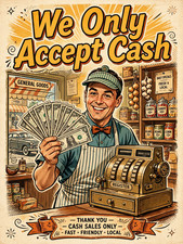 We Only Accept Cash Fridge Magnet 1740A picture