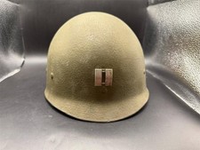 Vintage US M1 Helmet Liner Captain Rank 107th Infantry Crest 42nd Rainbow Div picture