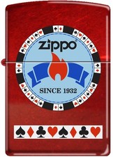 Zippo Gentleman's Bet Poker Chip on Candy Apple Red Windproof Lighter RARE picture