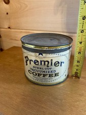 Early Vintage Premier Drip Grind NY Coffee Tin Can Star Logo Advertising W/Lid picture