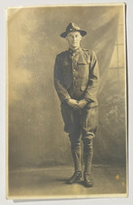 1918-1930 Vintage RPPC Postcard~Studio Portrait WW1 Doughboy Soldier picture
