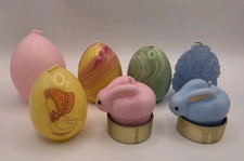 Lot Of 7 Easter Candles DUCK , MARBLE , 3D RELIEF,  PLAIN - Enesco 1985 Vintage picture