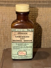 SECONAL / EPHEDRINE Eli Lilly Glass Bottle Medicine Secobarbital EMPTY RARE picture