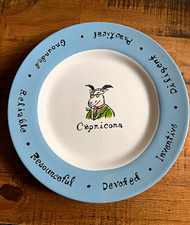 Pottery Barn What's Your Sign? Capricorn Zodiac Collector Plate Blue/White Round picture