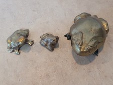 Lot Of 3 Brass Frogs/ Toad - Vintage Frog Figurines 🐸 picture