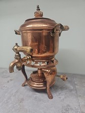 Sternau 863 Copper Hot Beverage Urn Samovar Antler Handles Patent 1902 1903 picture