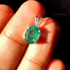 Natural Certified 15Ct Green Emerald Oval IGL Loose Gems 925 Silver Pendant 6JHN picture
