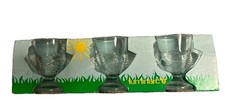 Vtg Set 3 Glass Chicken Hen Nest Egg Cups Luminarc France NIB picture